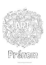 Coloriage à personnaliser Art Mandala Pinceau Crayon de couleur Crayon Métiers de l'art Fournitures scolaires Peintre Couverture de cahier