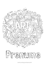 Pagină de colorat personalizată Art - artă Mandala Pensulă Creion colorat Creion Meserii de artă Materiale școlare Pictor Copertă de caiet