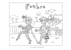 Dibujo libre Cementerio Monstruo Momia Halloween