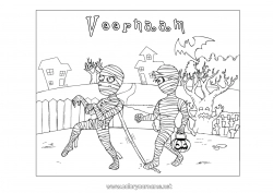 Gratis tekening Kerkhof Monster Mummie Halloween