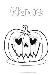 Colouring to customise Pumpkin Heart Jack O'lantern