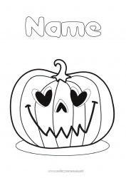 Free coloring Pumpkin Heart Jack O'Lantern