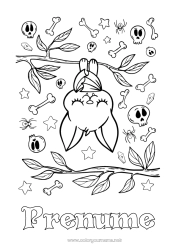 Pagină de colorat personalizată Liliac Halloween Animal Păsări și mamifere zburătoare