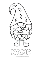 Free colouring Gnome Basket Fruit Apple
