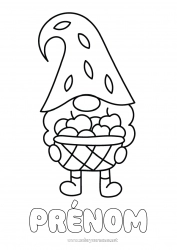 Coloriage gratuit Gnome Panier Fruits Pomme