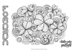 Gratis fargelegging Rolig og zen Syk Mandala Klover