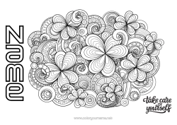 Free colouring Calm and zen Ill Mandala Clover