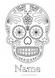 Coloring to customize Skull Día de los Muertos