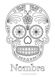 Colorear para personalizar Calavera Día de los Muertos