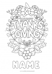 Free coloring Flowers Thanksgiving