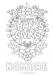 Colorear gratis Flores Thanksgiving