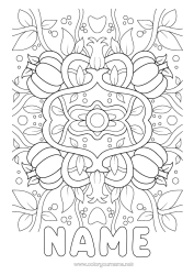Free colouring Pumpkin Mandala Autumn Leaves