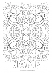 Free coloring Pumpkin Mandala Autumn Leaves