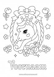 Gratis tekening Bloemen Kawaii Paard Vlinder Dier Kroon Insecten Boerderijdieren Pony