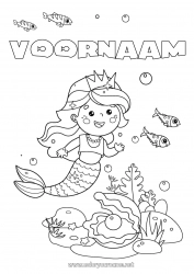 Gratis tekening Zee Vis Zeemeermin Schelpen Zeedieren