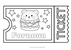 Farvelægningssiden tilpasning Kawaii Hamburger Billet