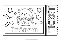 Dessin gratuit Kawaii Hamburger Ticket