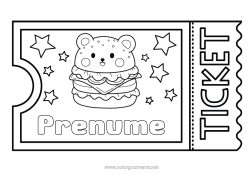 Pagină de colorat personalizată Drăguț Hamburger Bilet