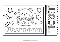 Gratis tekening Kawaii Hamburger Ticket