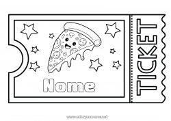 Disegno gratuito Kawaii Pizza Biglietto