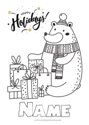Free colouring Bear Gifts Christmas Forest animals