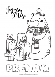 Dessin gratuit Ours Cadeaux Noël Animaux de la forêt