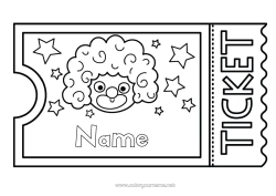 Colouring to customise Clown Circus Ticket