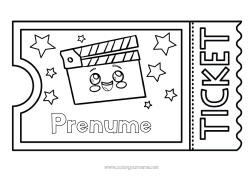 Pagină de colorat personalizată Cinema Bilet
