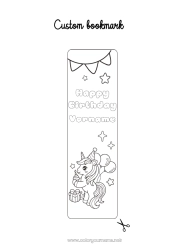 Kostenlose Zeichnung Geburtstag Kawaii Einhorn Luftballons Tier Lesezeichen Drachen, Einhörner und fantastische Tiere