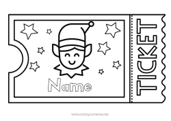 Colouring to customise Christmas Elves Ticket Mischief Of The Trickster Goblin