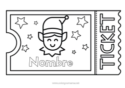 Colorear gratis Elfos de navidad Boleto, entrada Ideas Traviesas del Duende de Navidad