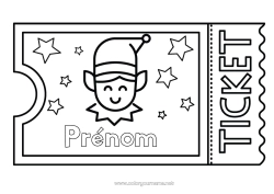 Coloriage gratuit Lutins de Noël Ticket Bêtises du Lutin Farceur