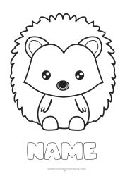Free colouring Hedgehog Cute Animal Easy colouring pages Forest animals