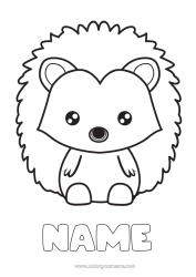 Coloring to customize Hedgehog Kawaii Animal Easy coloring pages Forest animals