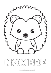 Dibujo libre Erizo Kawaii Animales Dibujos fáciles para colorear Animales del bosque