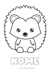 Desenho para personalizar Ouriço Kawaii Animal Desenhos para colorir fáceis Animais da floresta