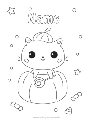 Colouring to customise Sweets Pumpkin Trick Or Treat? Cute Cat Cute Animal Dogs And Cats