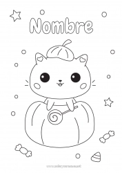 Dibujo libre Caramelos Calabaza Truco o trato Lindo Cat Kawaii Animales Perros y gatos