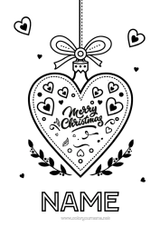 Free colouring Christmas Christmas bauble Big heart 