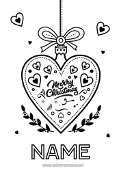 Free drawing Christmas Christmas bauble Big heart “Merry Christmas” message