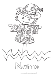 Free colouring Intermediate colouring sheets Zentangle Scarecrow
