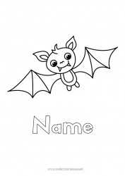 Free drawing Bat Animal Easy coloring pages Flying birds and mammals