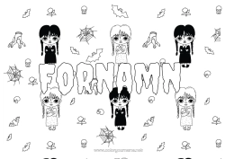 Gratis färgläggning Fladdermus Halloween Skalle Familjen Addams Fåglar och flygande däggdjur Spindelnät