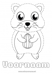 Gratis kleurplaat Activiteiten voor Kinderen Dier Eenvoudige kleurplaten Trace et colorie Andere dieren van de wereld Hamster