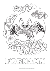 Gratis färgläggning Fladdermus Djur Zentangle Fåglar och flygande däggdjur