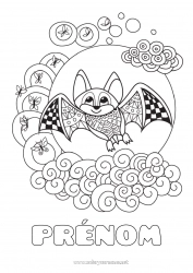 Coloriage gratuit Chauve-souris Zentangle Oiseaux et mammifères volants