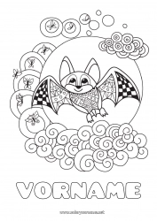 Kostenlose Malvorlage Fledermaus Tier Zentangle Vögel und fliegende Säugetiere