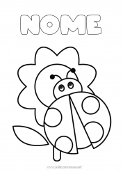 Desenho grátis Flores Animal Joaninha Desenhos para colorir fáceis Insetos