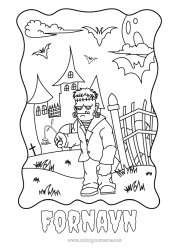 Fargeleggingssiden å tilpasse Monster Halloween Hjemsøkt herskapshus Frankenstein