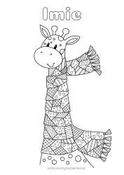 Kolorowanka do personalizacji Żyrafa Zwierzę Zentangle Dzikie zwierzęta Afryki Szalik
